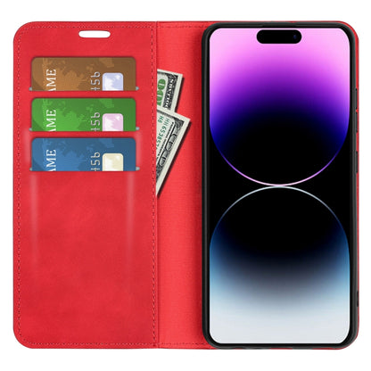 For iPhone 15 Pro Max Retro-skin  Magnetic Suction Leather Phone Case(Red) - iPhone 15 Pro Max Cases by PMC Jewellery | Online Shopping South Africa | PMC Jewellery