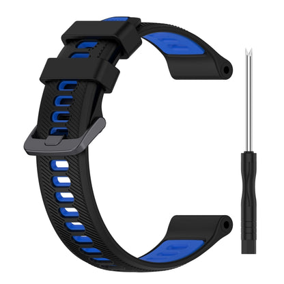 For Garmin Forerunner 955 Sports Two-Color Silicone Watch Band(Black+Blue) - Watch Bands by PMC Jewellery | Online Shopping South Africa | PMC Jewellery