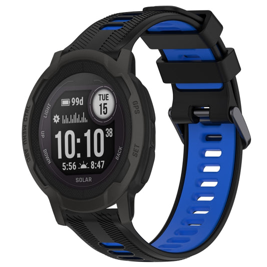 For Garmin Instinct 2 Solar Sports Two-Color Silicone Watch Band(Black+Blue) - Watch Bands by PMC Jewellery | Online Shopping South Africa | PMC Jewellery