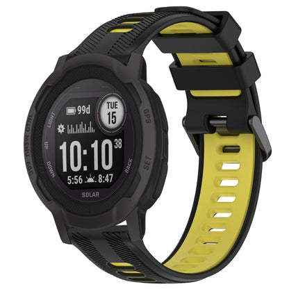 For Garmin Instinct 2 Sports Two-Color Silicone Watch Band(Black+Yellow) - Watch Bands by PMC Jewellery | Online Shopping South Africa | PMC Jewellery