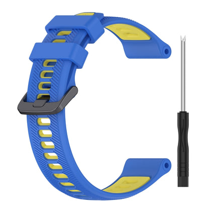 For Garmin Instinct 2 Sports Two-Color Silicone Watch Band(Blue+Yellow) - Watch Bands by PMC Jewellery | Online Shopping South Africa | PMC Jewellery