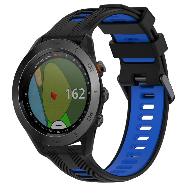 For Garmin Approach S60 Sports Two-Color Silicone Watch Band(Black+Blue) - Watch Bands by PMC Jewellery | Online Shopping South Africa | PMC Jewellery