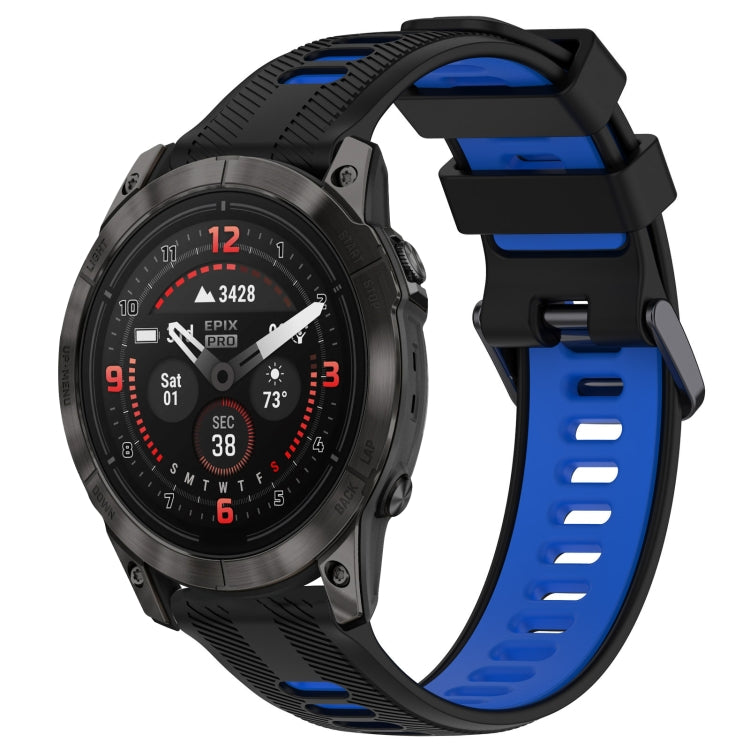 For Garmin EPIX Pro 47mm Sports Two-Color Silicone Watch Band(Black+Blue) - Watch Bands by PMC Jewellery | Online Shopping South Africa | PMC Jewellery