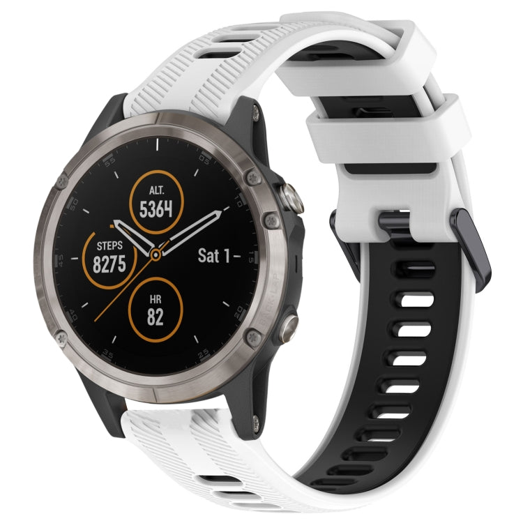 For Garmin Fenix 5 Plus Sports Two-Color Silicone Watch Band(White+Black) - Watch Bands by PMC Jewellery | Online Shopping South Africa | PMC Jewellery