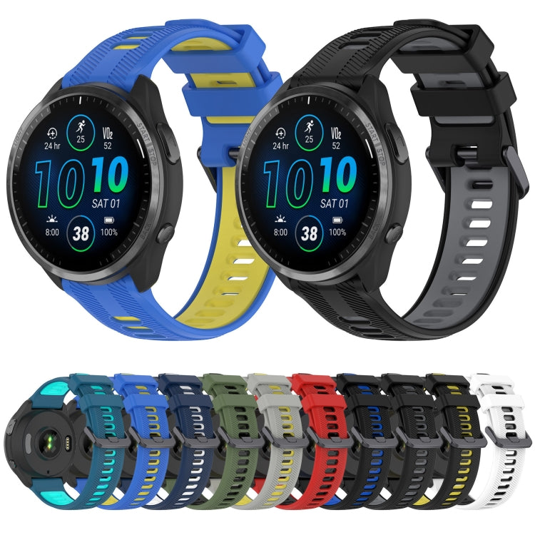 For Garmin Fenix 6 Solar Sports Two-Color Silicone Watch Band(Blue+Teal) - Watch Bands by PMC Jewellery | Online Shopping South Africa | PMC Jewellery