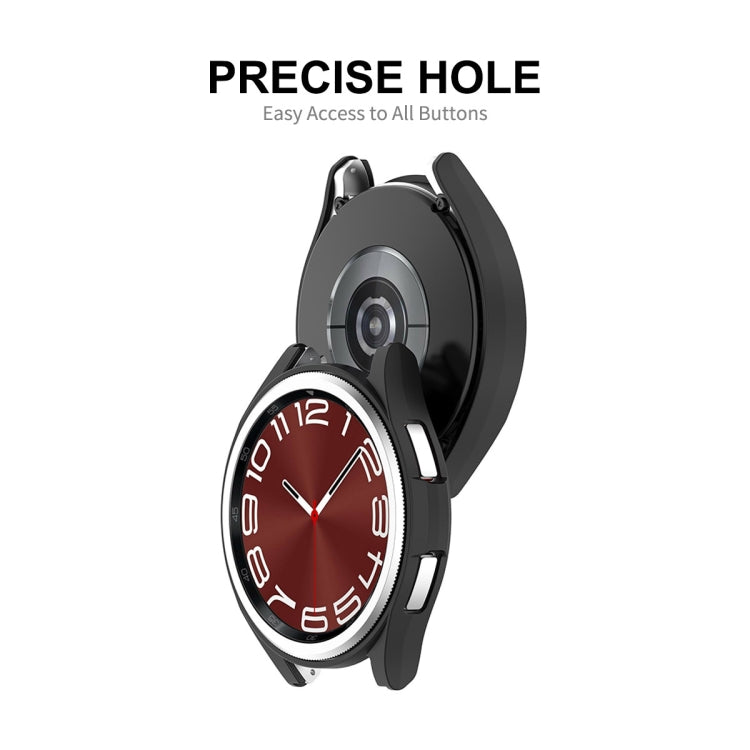 For Samsung Galaxy Watch6 Classic 47mm ENKAY Hat-Prince Electroplated Hard PC Case + 0.2mm 9H Glass Screen Protector(Silver) - Watch Cases by ENKAY | Online Shopping South Africa | PMC Jewellery | Buy Now Pay Later Mobicred