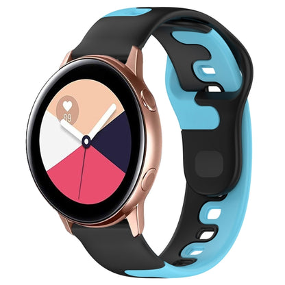 For Samsung Galaxy Watch Active 20mm Double Color Silicone Watch Band(Black+Blue) - Watch Bands by PMC Jewellery | Online Shopping South Africa | PMC Jewellery