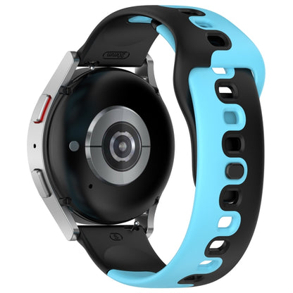 For Samsung Galaxy Watch Active 20mm Double Color Silicone Watch Band(Black+Blue) - Watch Bands by PMC Jewellery | Online Shopping South Africa | PMC Jewellery