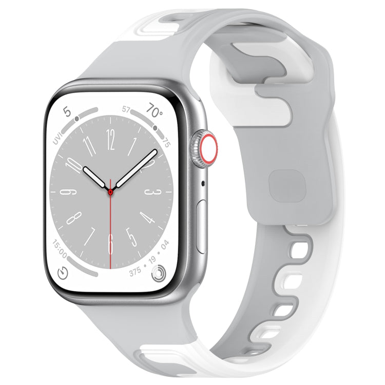 For Apple Watch 3 42mm Double Color Silicone Watch Band(Grey+White) - Watch Bands by PMC TechLife | Online Shopping South Africa | PMC TechLife