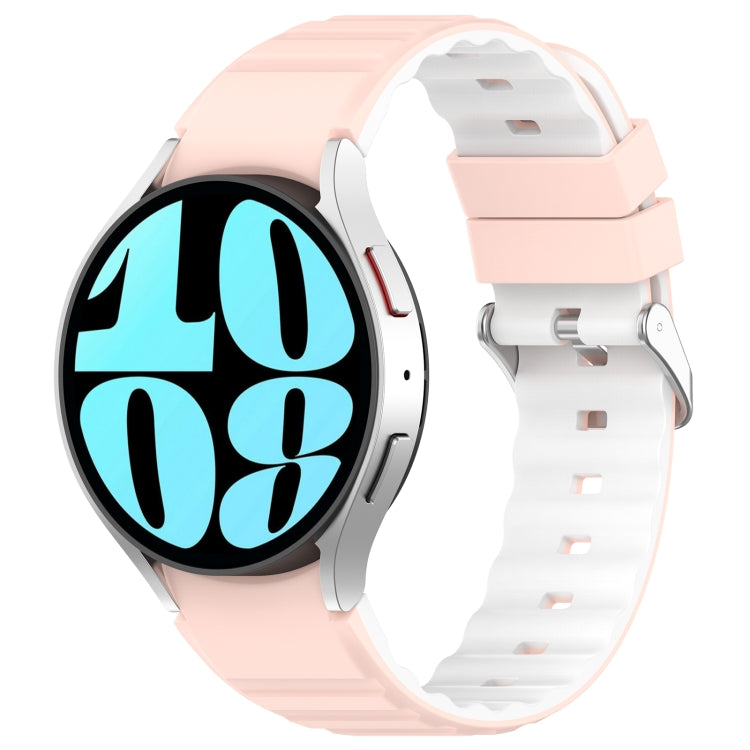 For Samsung Galaxy Watch 6 Two Color Horizontal Silicone Watch Band(Pink White) - Watch Bands by PMC TechLife | Online Shopping South Africa | PMC TechLife