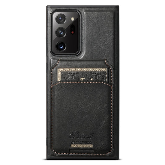 For Samsung Galaxy Note20 Ultra 5G Suteni H15 MagSafe Oil Eax Leather Detachable Wallet Back Phone Case(Black) - Galaxy Note20 Ultra Cases by Suteni | Online Shopping South Africa | PMC Jewellery
