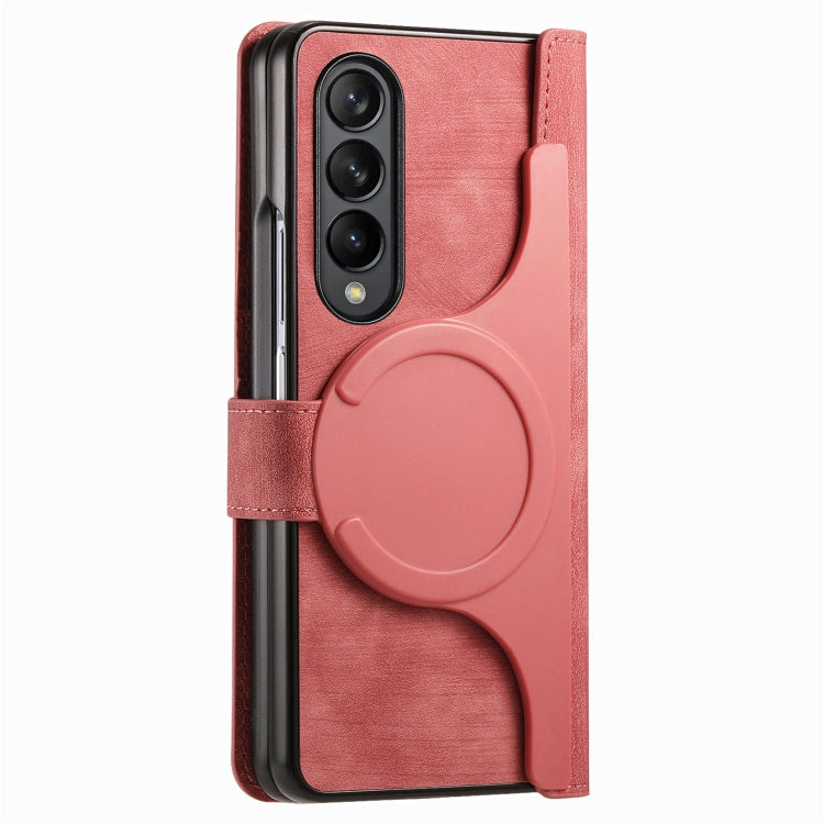 For Samsung Galaxy Z Fold4 Retro MagSafe Magnetic Zipper Wallet Leather Phone Case(Pink) - Galaxy Z Fold4 5G Cases by PMC Jewellery | Online Shopping South Africa | PMC Jewellery