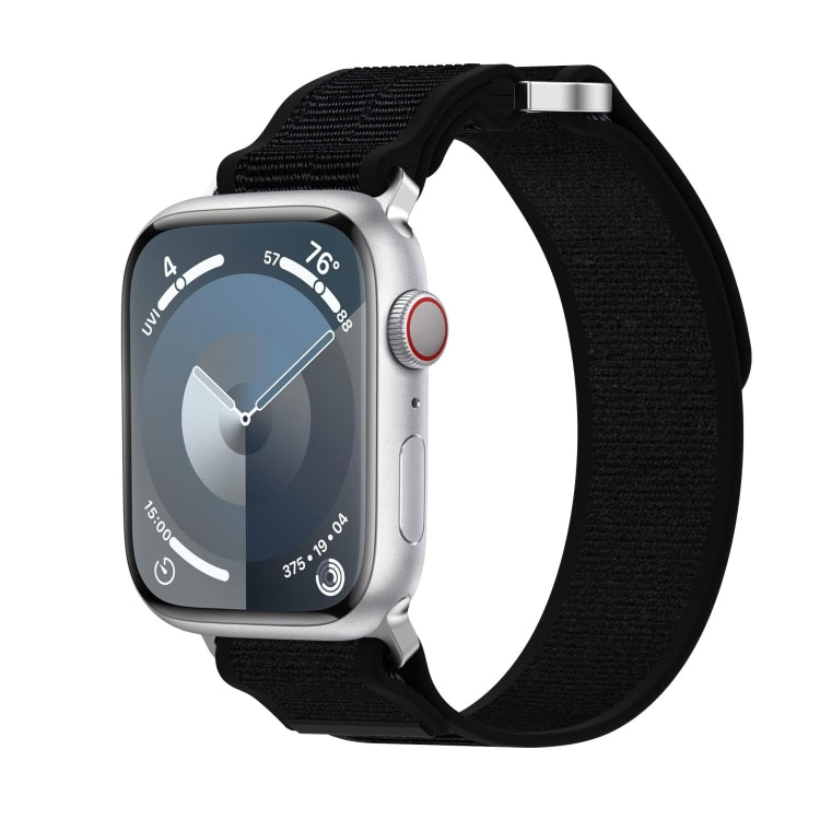For Apple Watch Series 7 41mm Double Hook and Loop Faster Nylon Watch Band(Black) - free shipping - PMC TechLife - Order now!