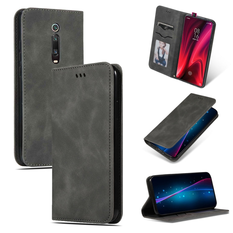 Retro Skin Feel Business Magnetic Horizontal Flip Leather Case for Xiaomi Mi 9T  / Mi 9T Pro / Redmi K20  /  K20 Pro(Dark Gray) - Xiaomi Cases by PMC Jewellery | Online Shopping South Africa | PMC Jewellery