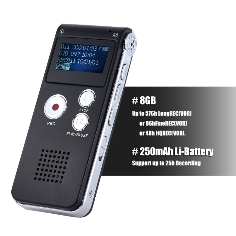 SK-012 8GB Voice Recorder USB Professional Dictaphone  Digital Audio With WAV MP3 Player VAR   Function Record(Grey) -  by PMC Jewellery | Online Shopping South Africa | PMC Jewellery