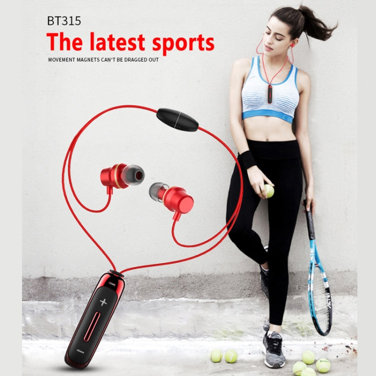 BT315 Sport Bluetooth Headset Wireless Stereo Earphone Bluetooth 4.1 Earpiece With Mic Sport Bass Magnetic Necklace Earpiece(Black) - Sport Earphone by PMC Jewellery | Online Shopping South Africa | PMC Jewellery