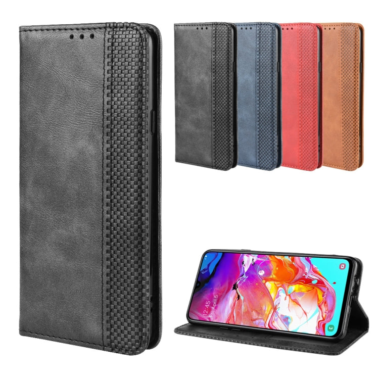 For Galaxy A20s  Magnetic Buckle Retro Crazy Horse Texture Horizontal Flip Leather Case  , with Holder & Card Slots & Photo Frame(Black) - Galaxy Phone Cases by PMC Jewellery | Online Shopping South Africa | PMC Jewellery