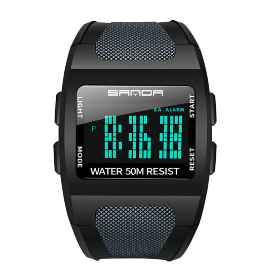 SANDA 222 Men Sports Outdoor Mountaineering Digital Electronic Watch Square Multi functional Waterproof Watch(Black) - Sport Watches by SANDA | Online Shopping South Africa | PMC Jewellery | Buy Now Pay Later Mobicred