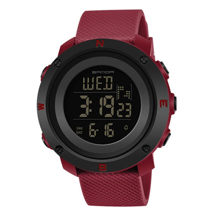 SANDA 361 Fashionable Night Light Sports Children Electronic Watch Multi Functional Personality Night Light Men Waterproof Watch(Red) - Silicone Strap Watches by SANDA | Online Shopping South Africa | PMC Jewellery | Buy Now Pay Later Mobicred