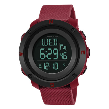 SANDA 361 Fashionable Night Light Sports Children Electronic Watch Multi Functional Personality Night Light Men Waterproof Watch(Red) - Silicone Strap Watches by SANDA | Online Shopping South Africa | PMC Jewellery | Buy Now Pay Later Mobicred