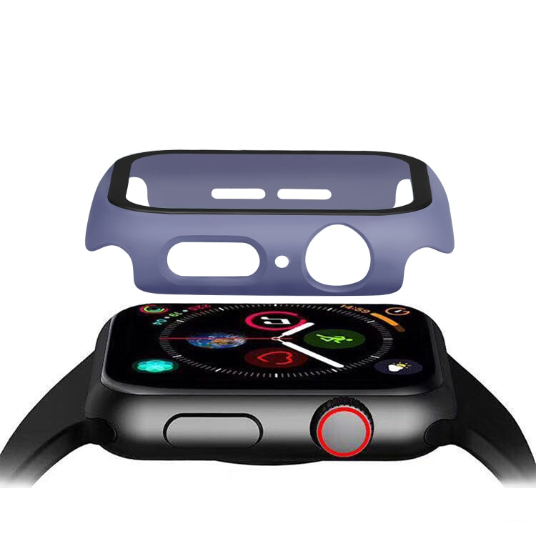 ENKAY Hat-prince Full Coverage PC Case + Tempered Glass Protector for Apple Watch Series 5 / 4 44mm(Blue) - Watch Cases by ENKAY | Online Shopping South Africa | PMC Jewellery | Buy Now Pay Later Mobicred