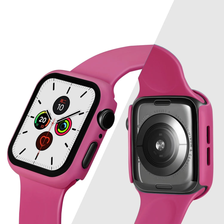 ENKAY Hat-prince Full Coverage PC Case + Tempered Glass Protector for Apple Watch Series 5 / 4 44mm(Rose) - Watch Cases by ENKAY | Online Shopping South Africa | PMC Jewellery | Buy Now Pay Later Mobicred