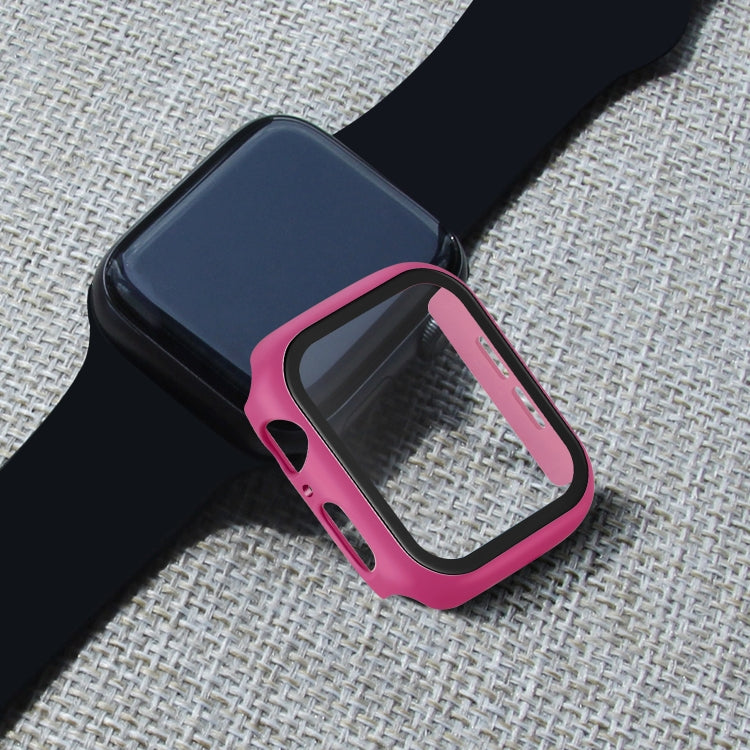 ENKAY Hat-prince Full Coverage PC Case + Tempered Glass Protector for Apple Watch Series 5 / 4 44mm(Rose) - Watch Cases by ENKAY | Online Shopping South Africa | PMC Jewellery | Buy Now Pay Later Mobicred