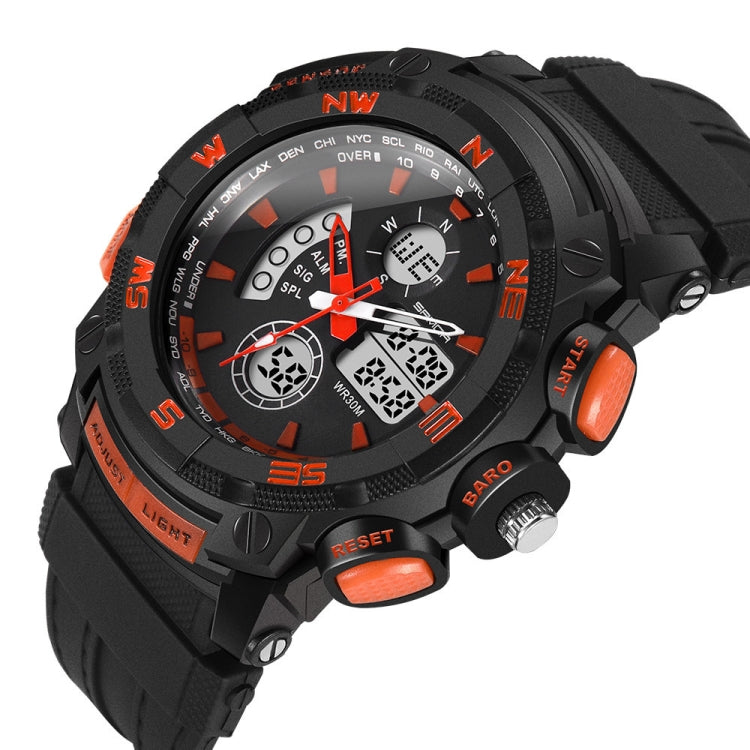 SANDA 775 Watch Male Electronic Watch Adult Middle School Students Youth Multi Functional Sports Water Proof Trend Double Watch(Orange) - Sport Watches by SANDA | Online Shopping South Africa | PMC Jewellery | Buy Now Pay Later Mobicred