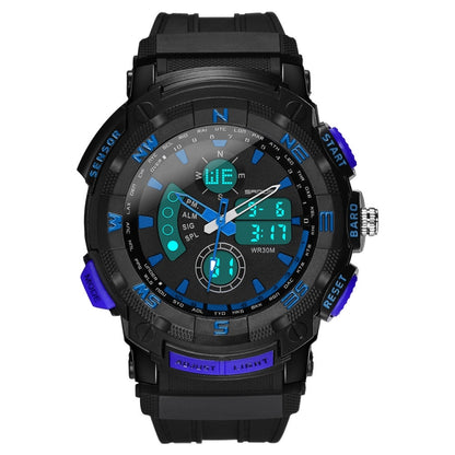 SANDA 775 Watch Male Electronic Watch Adult Middle School Students Youth Multi Functional Sports Water Proof Trend Double Watch(Blue) - Sport Watches by SANDA | Online Shopping South Africa | PMC Jewellery | Buy Now Pay Later Mobicred