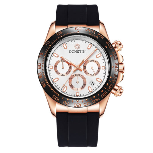 OCHSTIN 6103 Multi Function Quartz Watch Silicone Watch Band Sports Luminous Waterproof Watch(Rose Gold White) - Sport Watches by OCHSTIN | Online Shopping South Africa | PMC Jewellery | Buy Now Pay Later Mobicred