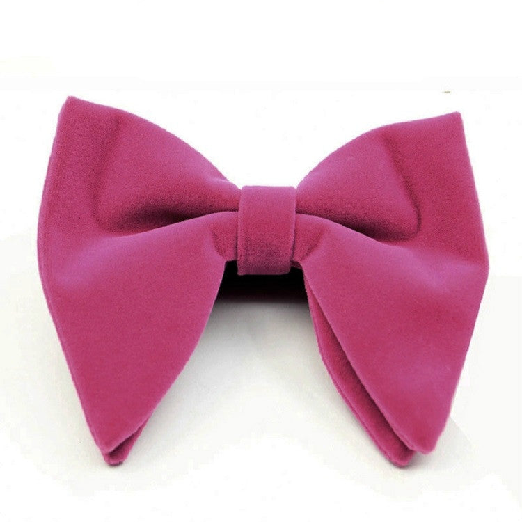 Men Velvet Double-layer Big Bow-knot Bow Tie Clothing Accessories(Rose Red) - Tie clip by PMC Jewellery | Online Shopping South Africa | PMC Jewellery