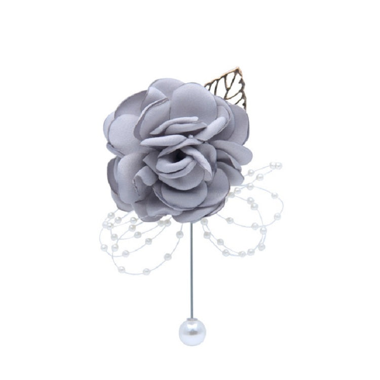 Cloth Flower Pearl Brooch Coat Accessories(Light Gray) - Tie clip by PMC Jewellery | Online Shopping South Africa | PMC Jewellery