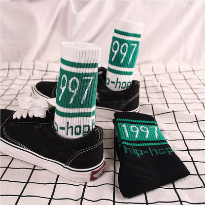 3 Pairs Street Beat Retro Hip Hop Simple Tube Socks Sports Skateboard Socks, Size:One Size(White) - Tube Socks by PMC Jewellery | Online Shopping South Africa | PMC Jewellery