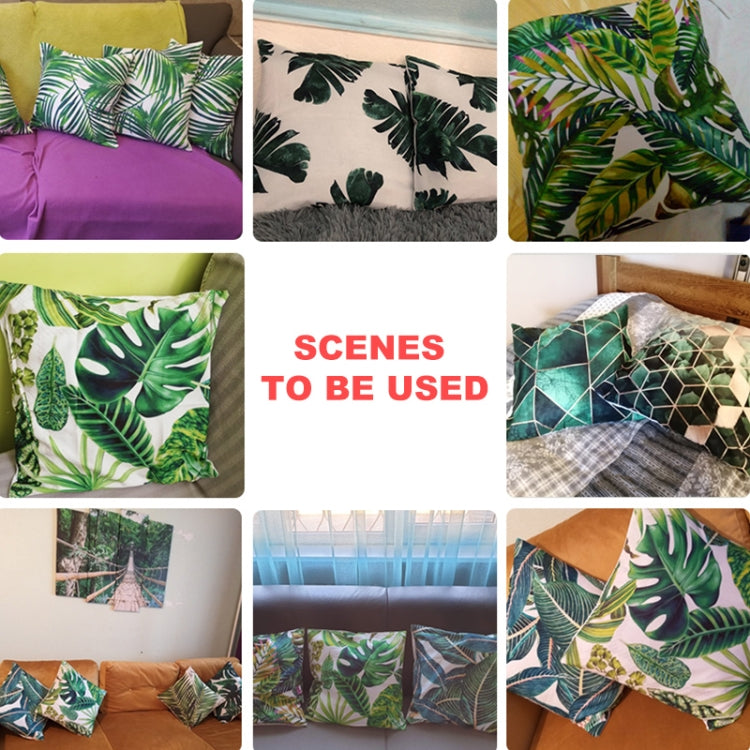 Tropical Plants Pillow Case Polyester Decorative Pillowcases Green Leaves Throw Pillow Cover Square 45CM x45CM(37) - Cushions & Pillows by PMC Jewellery | Online Shopping South Africa | PMC Jewellery