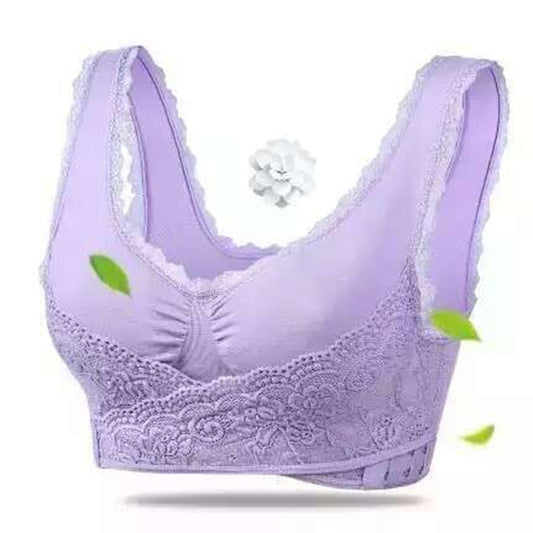 Front Cross Side Buckle Wireless Lace Bra Breathable Sport For Women, Size:M(Purple) - Ladies Underwear by PMC Jewellery | Online Shopping South Africa | PMC Jewellery