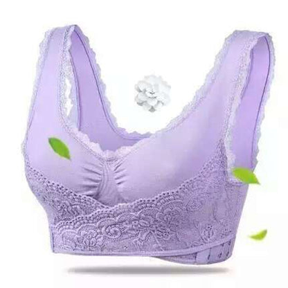 Front Cross Side Buckle Wireless Lace Bra Breathable Sport For Women, Size:L(Purple) - Ladies Underwear by PMC Jewellery | Online Shopping South Africa | PMC Jewellery