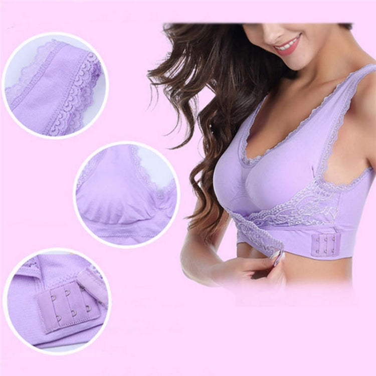 Front Cross Side Buckle Wireless Lace Bra Breathable Sport For Women, Size:L(Purple) - Ladies Underwear by PMC Jewellery | Online Shopping South Africa | PMC Jewellery