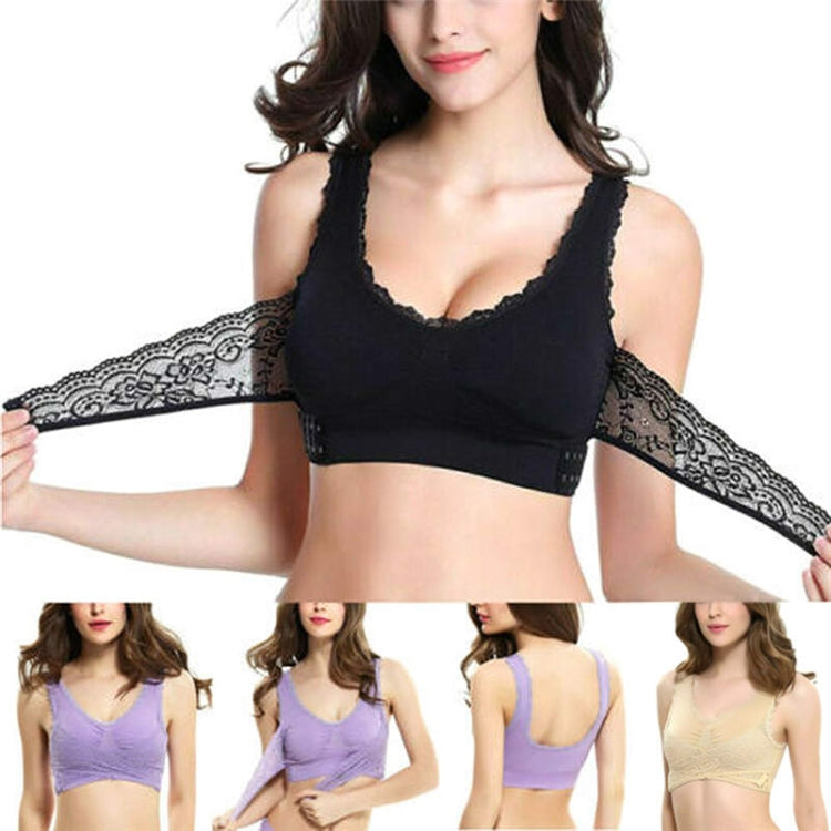 Front Cross Side Buckle Wireless Lace Bra Breathable Sport For Women, Size:L(Purple) - Ladies Underwear by PMC Jewellery | Online Shopping South Africa | PMC Jewellery