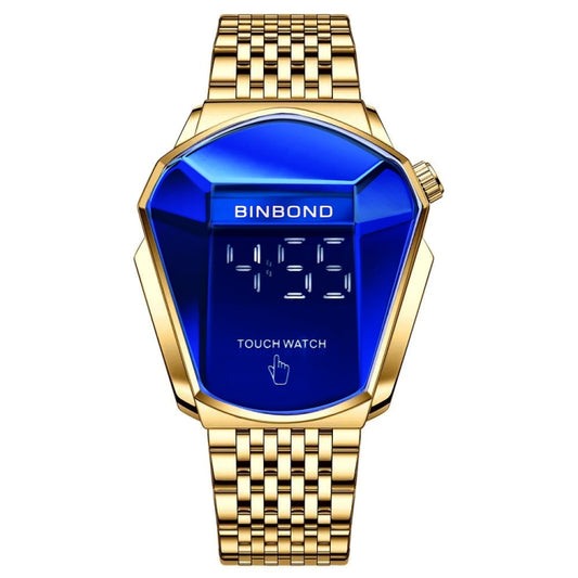 BINBOND Locomotive Concept Touch Screen Steel Belt Watch Men Live Black Technology Watch(Full Gold Blue) - Metal Strap Watches by BINBOND | Online Shopping South Africa | PMC Jewellery | Buy Now Pay Later Mobicred