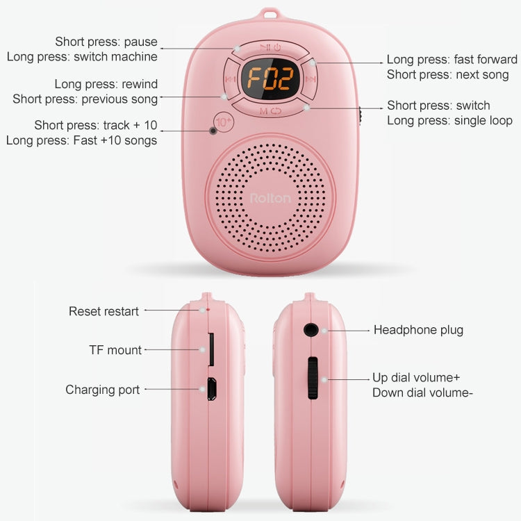 Rolton E200 Mobile Phone Wireless Bluetooth Speaker Mini Portable Outdoor Small Audio Subwoofer Speaker(Pink) - Mini Speaker by Rolton | Online Shopping South Africa | PMC Jewellery
