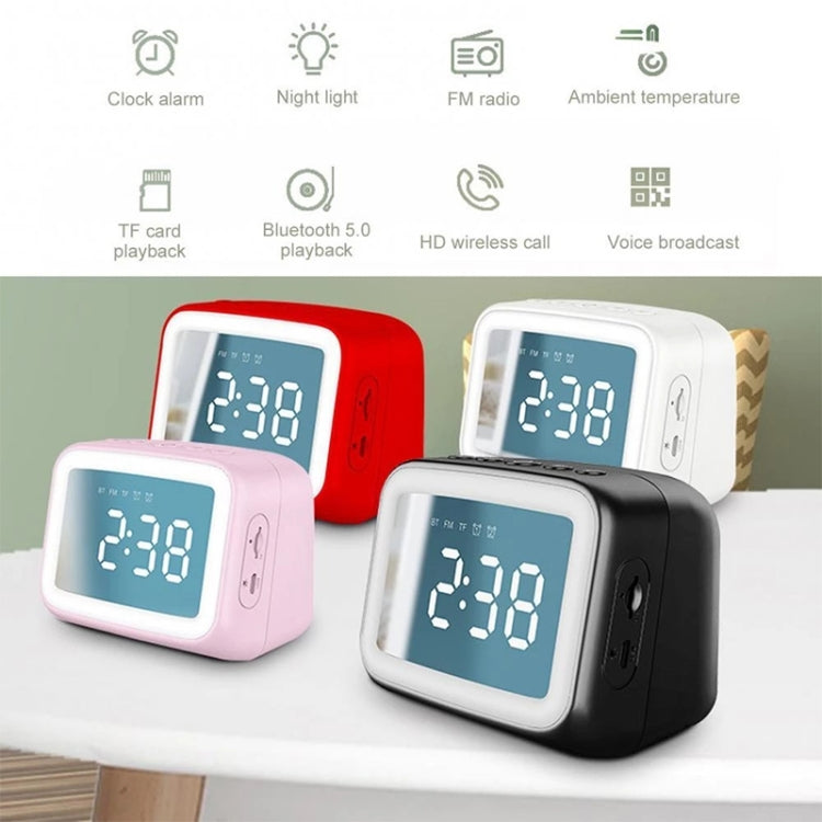 AEC BT-511 Mini LED HD Mirror Bluetooth Speaker, Support 32GB TF Card & 3.5mm AUX & Dual Alarm Clock & Real-time Temperature & Hands-free Calling(Red) - Mini Speaker by AEC | Online Shopping South Africa | PMC Jewellery