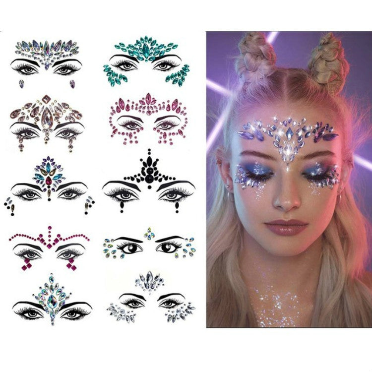 3 PCS  Forehead Green Masquerade Makeup Acrylic Face Sticker - Sticker by PMC Jewellery | Online Shopping South Africa | PMC Jewellery