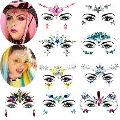 3 PCS  Forehead Green Masquerade Makeup Acrylic Face Sticker - Sticker by PMC Jewellery | Online Shopping South Africa | PMC Jewellery