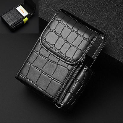 PU Leather Cigarette Case Lighter Case Business Card Case(Stone Pattern Black) - Cigarette Box & Ashtrays by PMC Jewellery | Online Shopping South Africa | PMC Jewellery | Buy Now Pay Later Mobicred