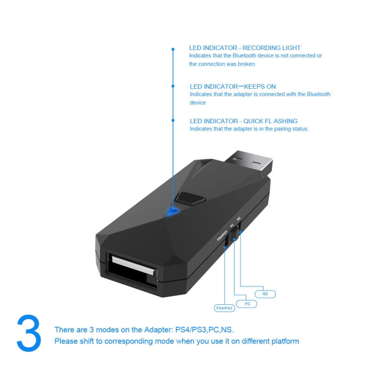 JYS-P4135 Wired + Wireless Bluetooth Gamepad Converter Adapter For PS4 / PS3 / Switch / PC - Adapter & Cables by PMC Jewellery | Online Shopping South Africa | PMC Jewellery