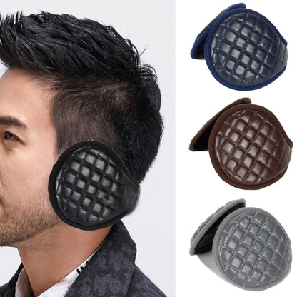 Winter Foldable Adjustable Thick Warm Plush Leather Earmuffs for Men(Dark Navy) - Bomber Hats by PMC Jewellery | Online Shopping South Africa | PMC Jewellery