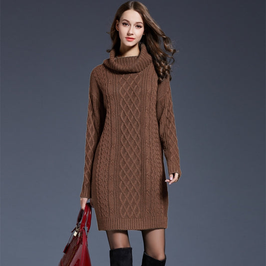 Autumn And Winter Knitwear Dresses Long Turtleneck Sweater For Women, Size: M(Camel) - Sweater by PMC Jewellery | Online Shopping South Africa | PMC Jewellery