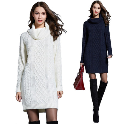 Autumn And Winter Knitwear Dresses Long Turtleneck Sweater For Women, Size: M(Grey) - Sweater by PMC Jewellery | Online Shopping South Africa | PMC Jewellery