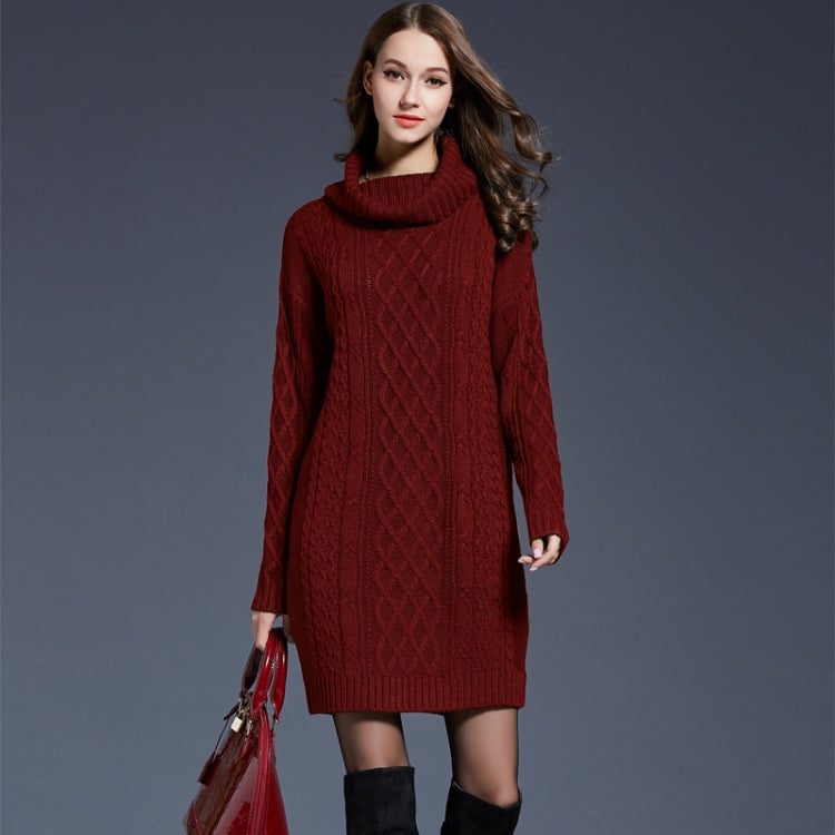 Autumn And Winter Knitwear Dresses Long Turtleneck Sweater For Women, Size: XXXXL(Wine Red) - Sweater by PMC Jewellery | Online Shopping South Africa | PMC Jewellery