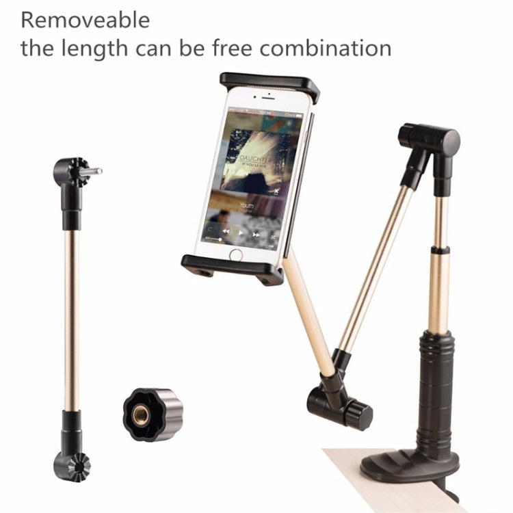 360 Degree Rotation Lazy Mount Folding Long Arm Phone Stand Holder for 4-14 Inch Tablet & Phone(Gold) - Lazy Bracket by PMC Jewellery | Online Shopping South Africa | PMC Jewellery